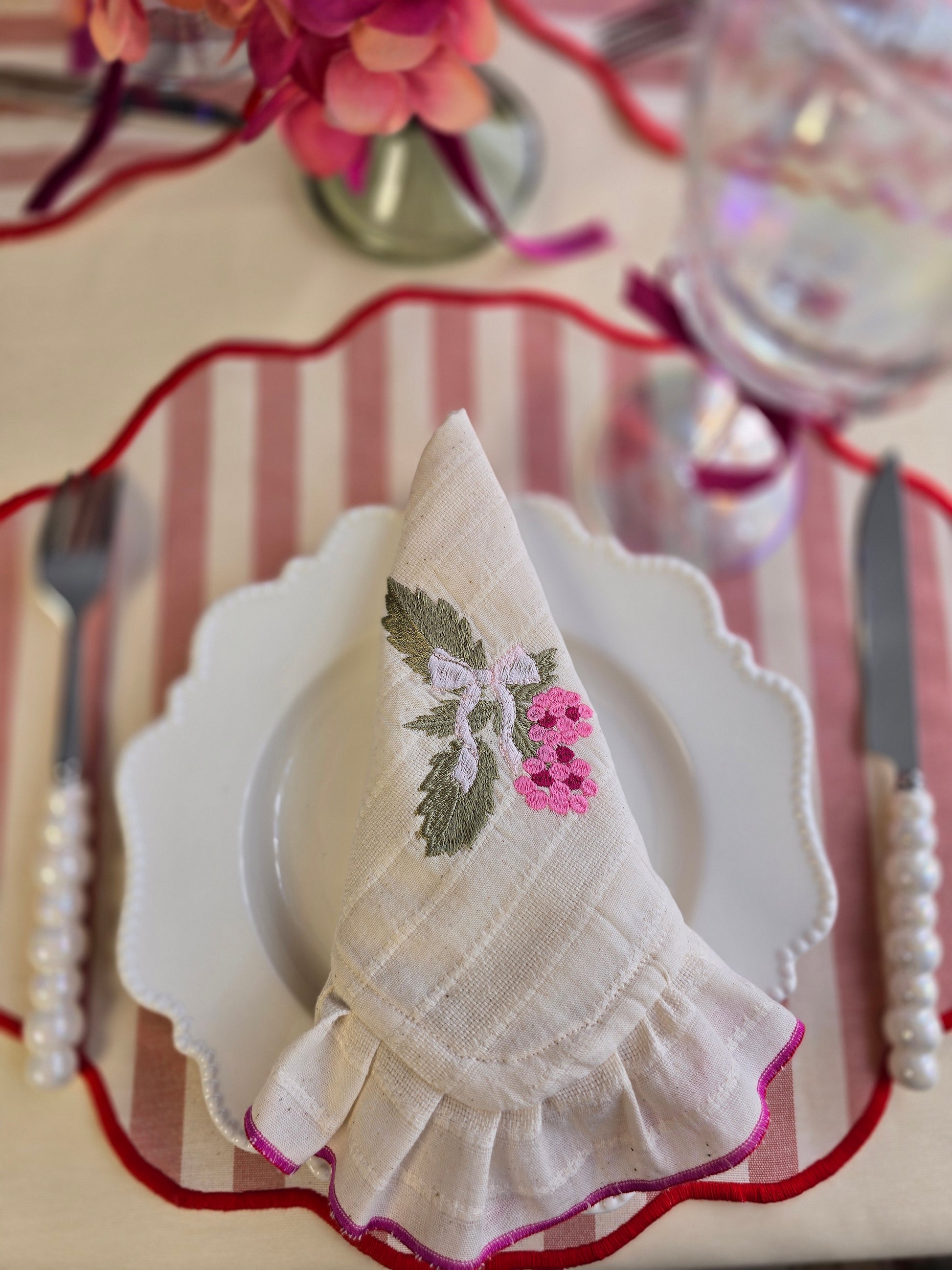 Tovagliette a righe rosa