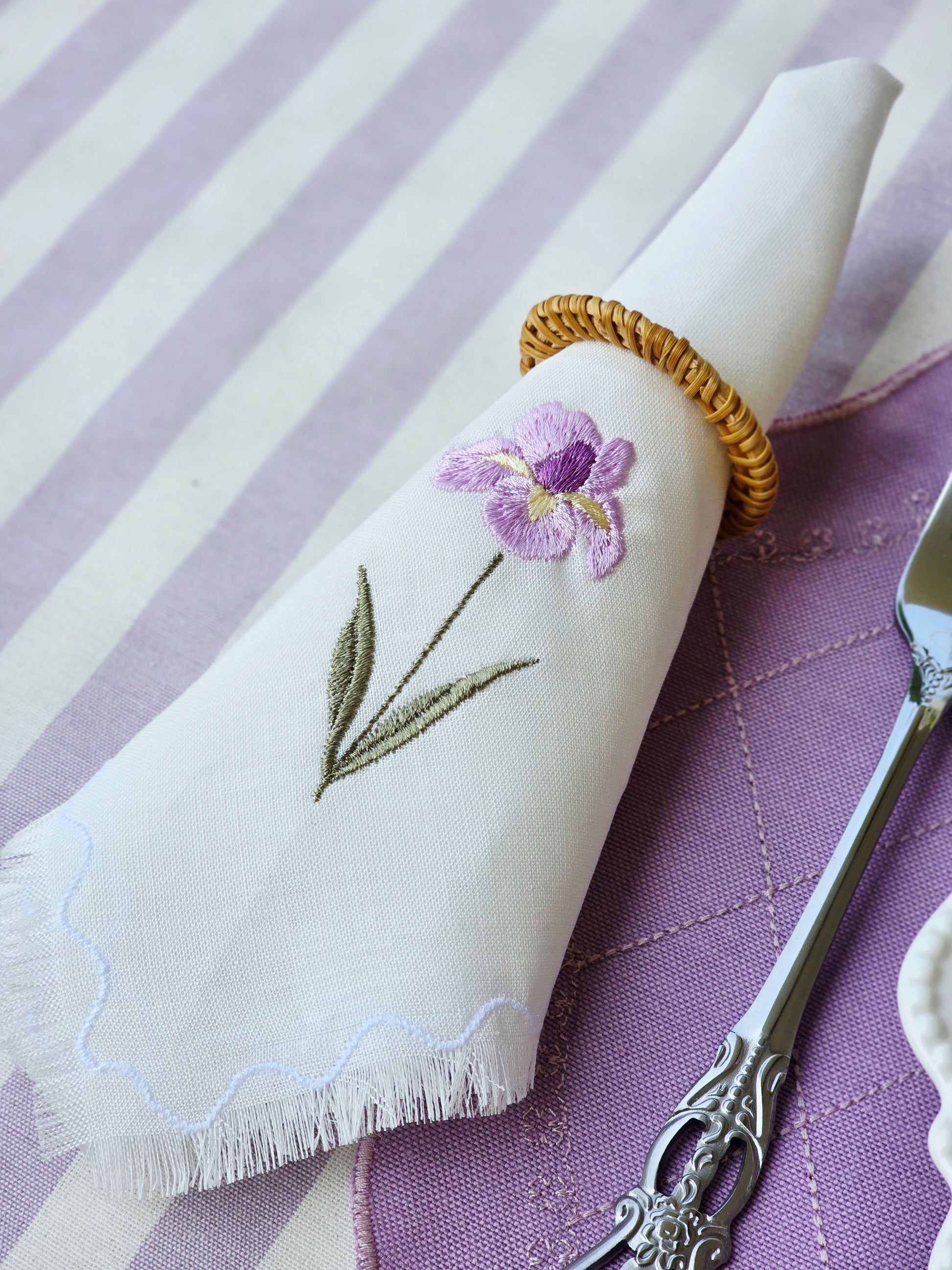 Tovaglioli in lino con Iris